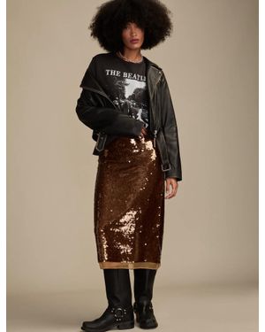Lucky Brand Sequin Midi Skirt - Natural