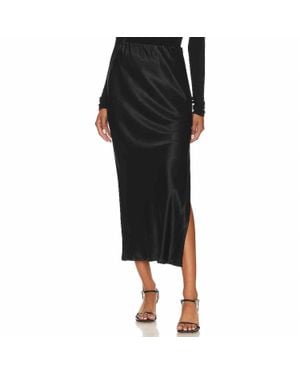 Enza Costa Satin Bias Maxi Skirt - Black