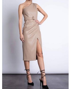 Karina Grimaldi Candelaria Midi Vegan Leather Dress - White