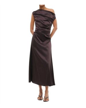 STAUD Phare Silk Dress - Brown