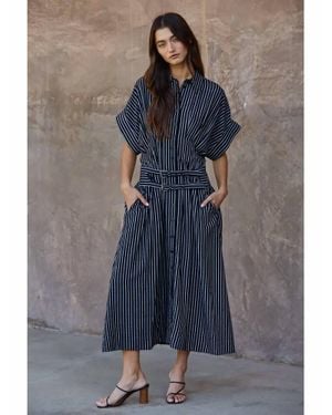 By Together Button-Down Midi Dress - Blue