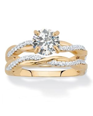 Palmbeach Jewelry 1.79 Cttw. 2-Piece 18K-Plated Cubic Zirconia Wedding Ring Set - Metallic