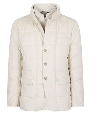Fay Double Front Quilted Cotton Down Jacket - Natural