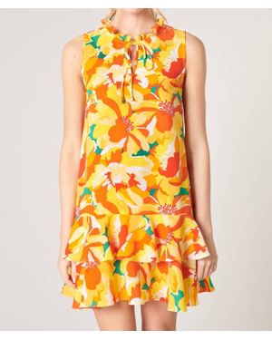 Sugarlips In The Groove Ruffle Trim Mini Dress - Orange