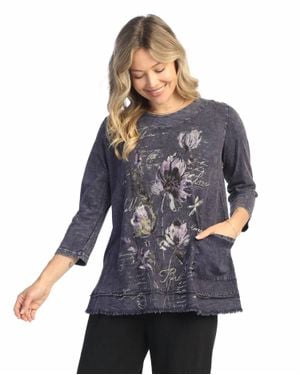 Jess & Jane Ballet Mineral Washed Cotton Pocket Top - Blue