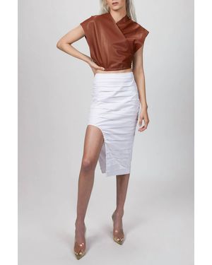 Zeynep Arcay Ruched Midi Skirt - White