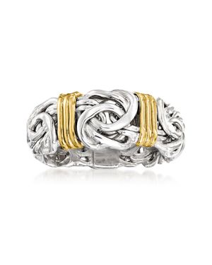 Ross-Simons Sterling Byzantine Ring With 14Kt Stations - Metallic