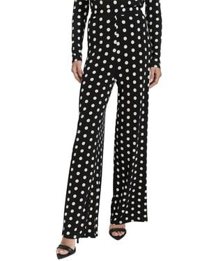 Halston Polka Dot Wide Leg Pant - Black