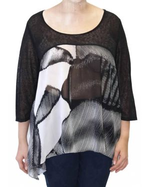 COLORS BY CARIBE Chiffon Slub Top - Black