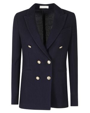 Circolo 1901 Double-Breasted Wool-Blend Blazer - Blue