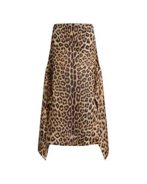 Alberta Ferretti Leopard Print Asymmetrical Skirt With Edgy Hemline - Natural
