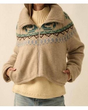 Promesa Fair Isle Sweater Jacket - Natural