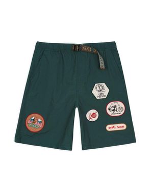 Brain Dead Bermuda Climber Shorts With Logo Patches - Green