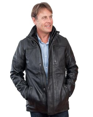 Infinity Leather Warm Mid-Length Biker Jacket - Gray