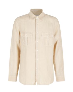 Seventy Flap Pocket Button Placket Linen Shirt - Natural