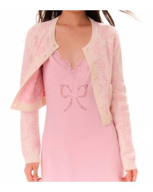 LoveShackFancy Veronika Crew Neck Cardigan - Pink