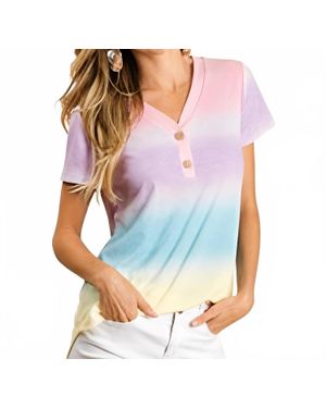 BOMBOM Multicolored Tee Top - Blue