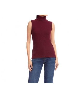 Karen Kane Ribbed Turtleneck Tank - Red