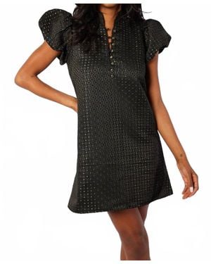 Sail To Sable Puff Sleeve Button Front Dress - Black