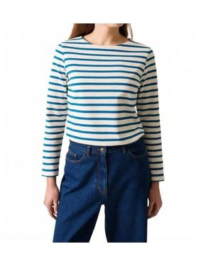 Saint James Minquidame Breton Stripe Long Sleeve Shirt - Blue