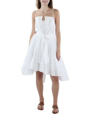 Black Halo Hi-Low Belted Fit & Flare Dress - White