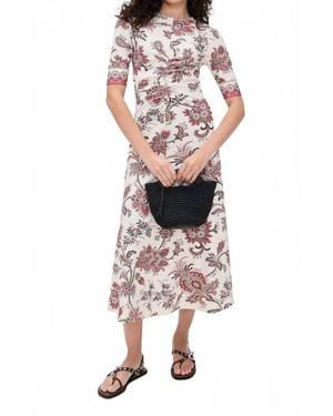 Sea Cassandra Print Ruched Short Sleeve Dress - Multicolor