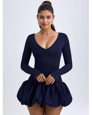 Oh Polly Tallou Modal Drop-Waist Bubble Hem Mini Dress - Blue
