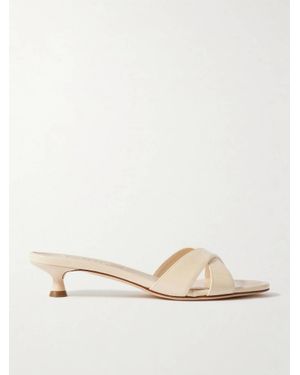 Aeyde Stina Patent Leather Kitten Heel Sandals - Natural