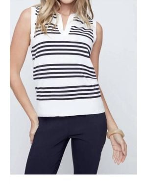 Renuar Stripped Sleeveless Top - Blue