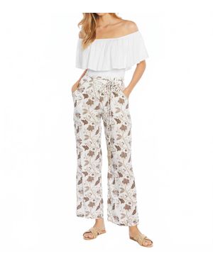 Skemo Flower Pants With Braided Belt - White