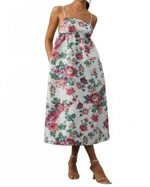 BHLDN Sophia Apron-Top Jacquard Floral Dress - Blue