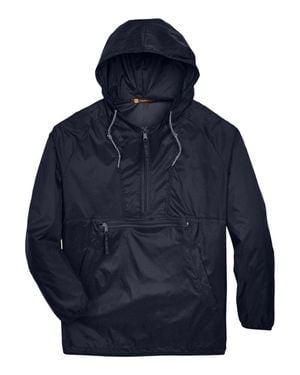 Harriton Packable Hooded Nylon Jacket - Blue