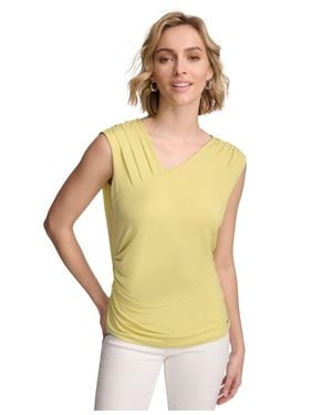 Calvin Klein Top Pear Stretch Asymmetrical-Neck Sleeveless Fts1348 - Yellow