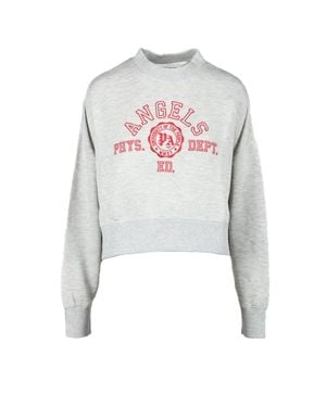 Palm Angels Cropped Sweatshirt With Bold Emblem - White