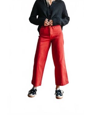 OAT New York Hign Rise Wide Leg Pant - Red