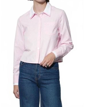 Greylin Daphne Contrast Button Down Top - White