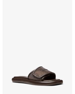 Michael Kors Suki Embellished Slide Sandal - Metallic