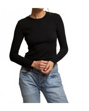 PERFECTWHITETEE Rowe Rib Long Sleeve Ribbed Top - Black