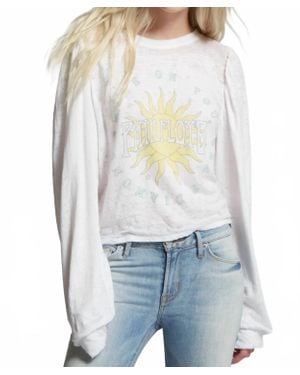 Recycled Karma Floyd Classic Shine Puff Sleeve Tee - White