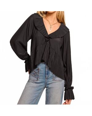 Ramy Brook Jacklyn V-Neck Long Sleeve Blouse - Black