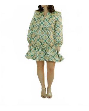 Sincerely Ours Claire Tile Jacquard Mini Dress - Green