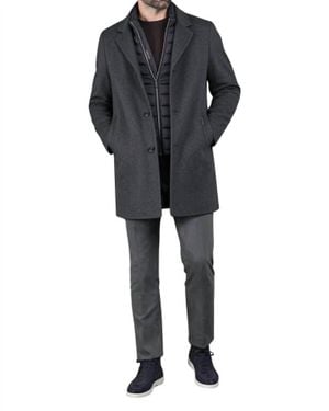 Moorer Layered Mid Length Wool Coat - Black