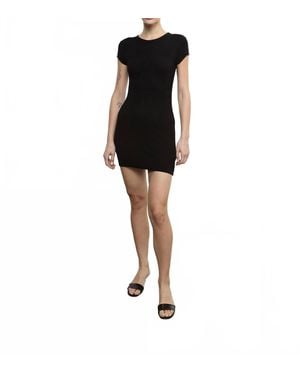Enza Costa Silk Rib Cap Sleeve Mini Dress - Black