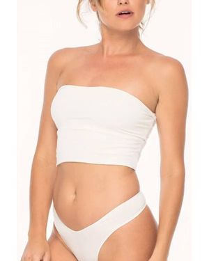Indah Ghee Strapless Crop Top - White