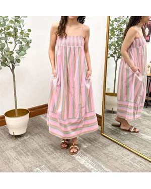 Wishlist Stripe Smocked Midi Dress - Pink
