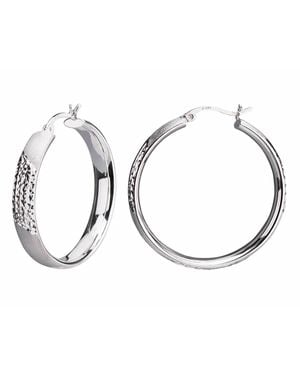Gold & Honey Click-Top Hoop Earrings With Diamond Cut Stripe And Satin Finish - White
