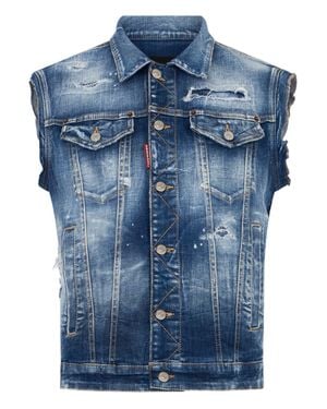 DSquared² Distressed Denim Jacket - Blue