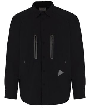 and wander Technical Nylon Shirt With Distinct Back Panel - Black