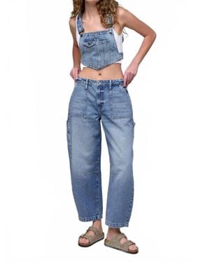 Hidden Jeans Inseam Cropped Sammie Barrel Jeans - Blue