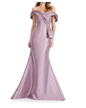 Ashley Lauren Off-Shoulder Mikado Mermaid Gown - Purple